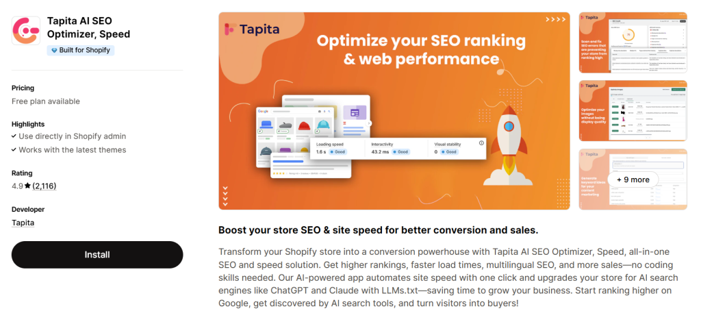 Tapita AI SEO Optimizer, Speed