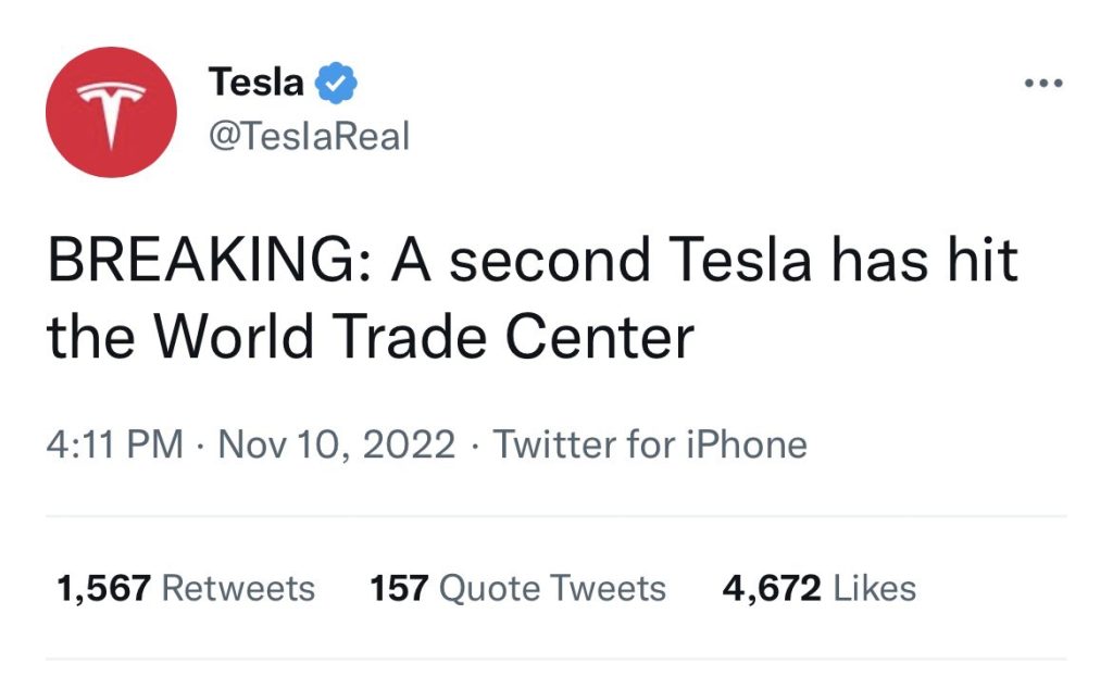 Tesla's blue checkmark on Twitter