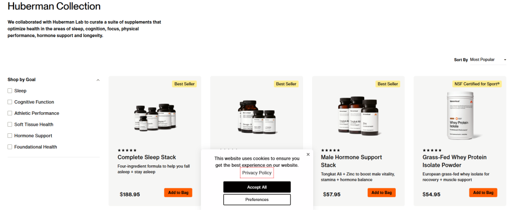 Dr. Huberman has collaborated with Momentus supplements