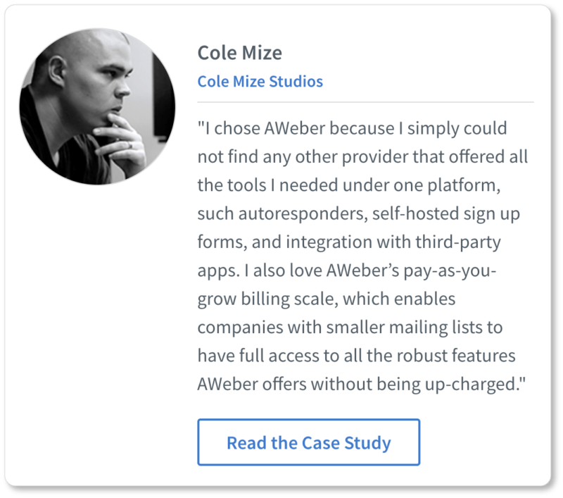 This testimonial from AWeber, taken from a longer case study, clearly shows what AWeber’s product does