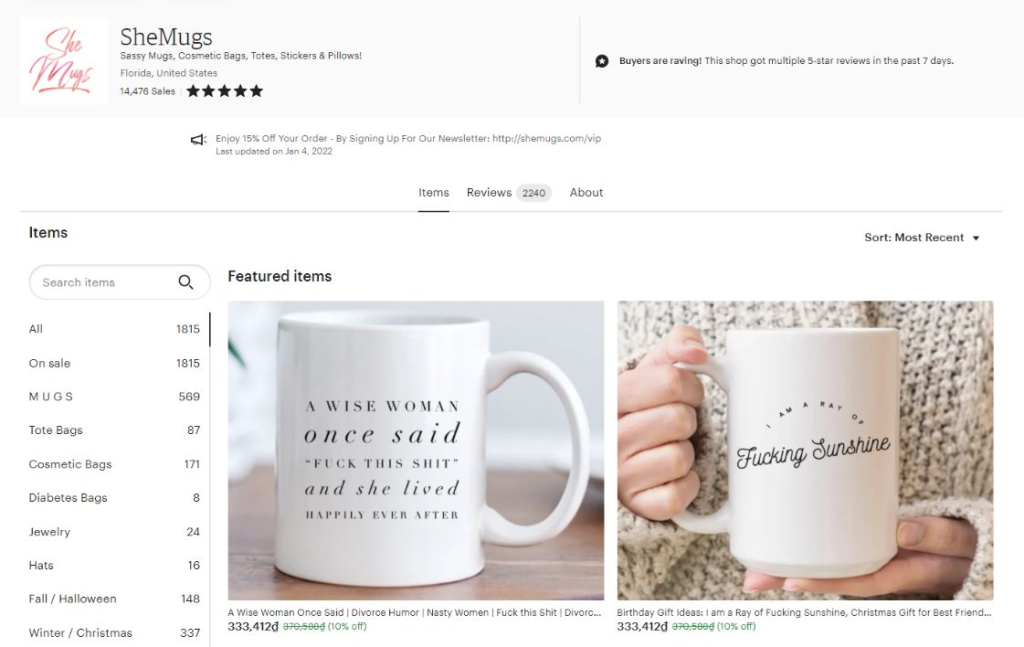 Etsy makes it easy for stores to show customer reviews