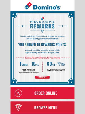 Example of loyalty program invitation email from Domino.