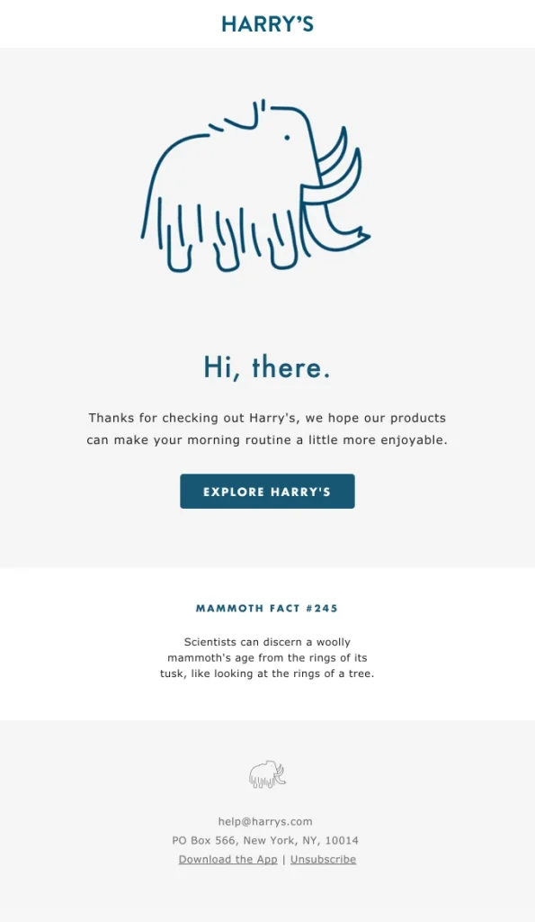 Minimalistic design email from Harry's.