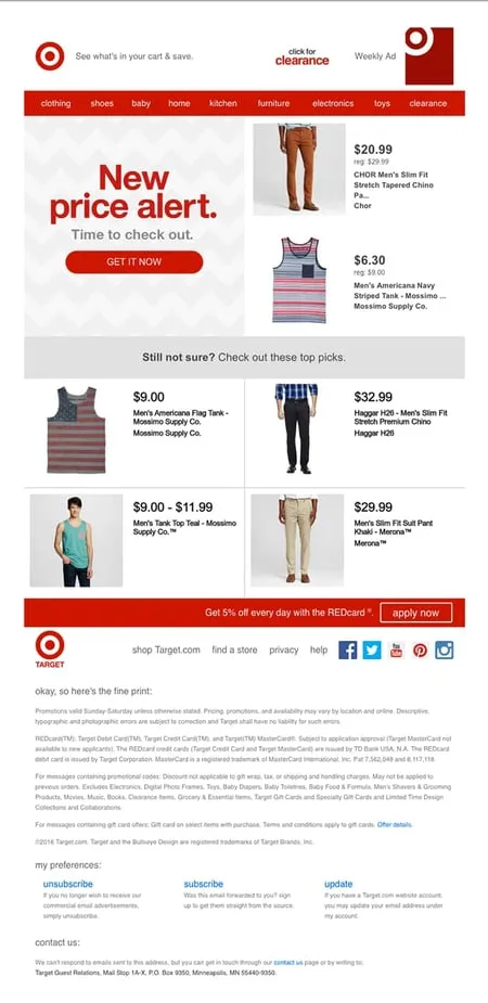 Personalized discount email from Target.