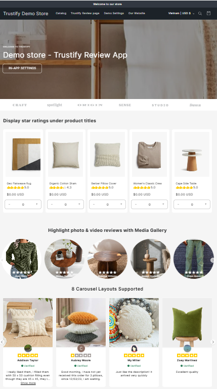 Demo Store off Trustify Review App