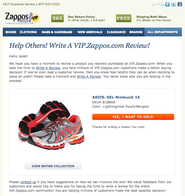 Zappos is known for its personalized customer service.