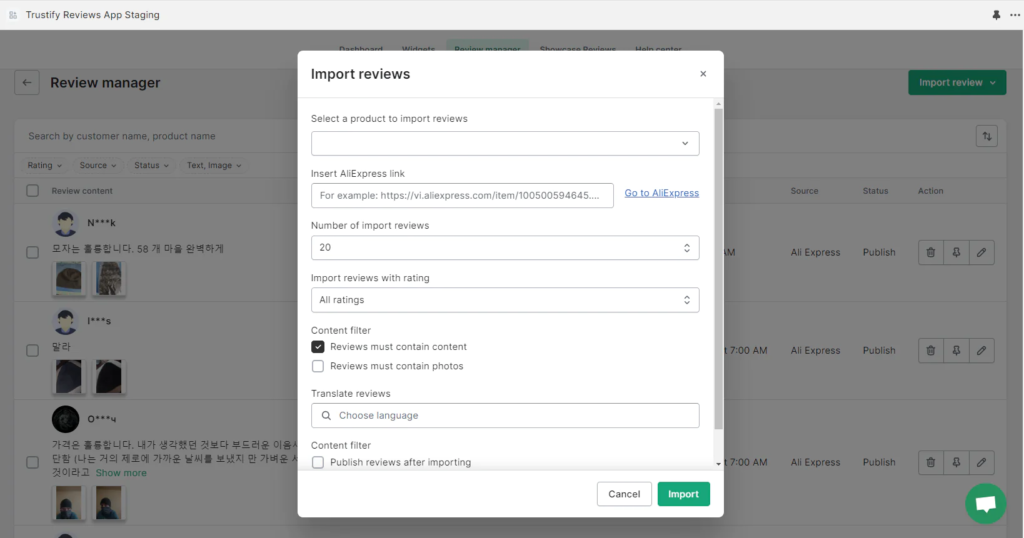 How to Import Reviews from AliExpress to Shopify Using Trustify