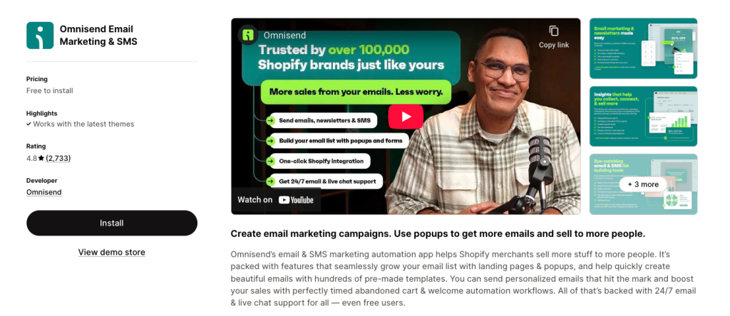 Omnisend (Email & SMS Marketing) best shopify apps for clothing store