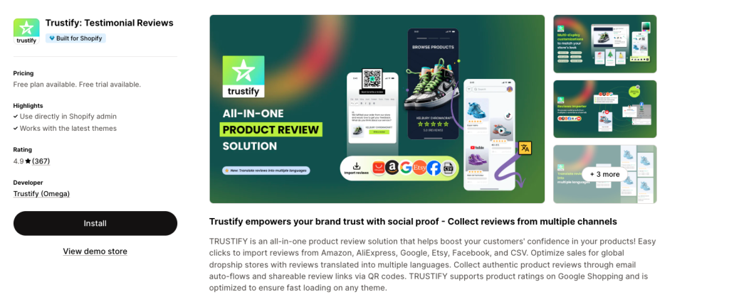 Trustify Reviews (Best for Social Proof) best shopify apps for clothing store