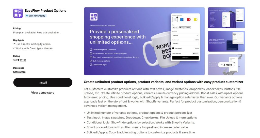 EasyFlow Product Options