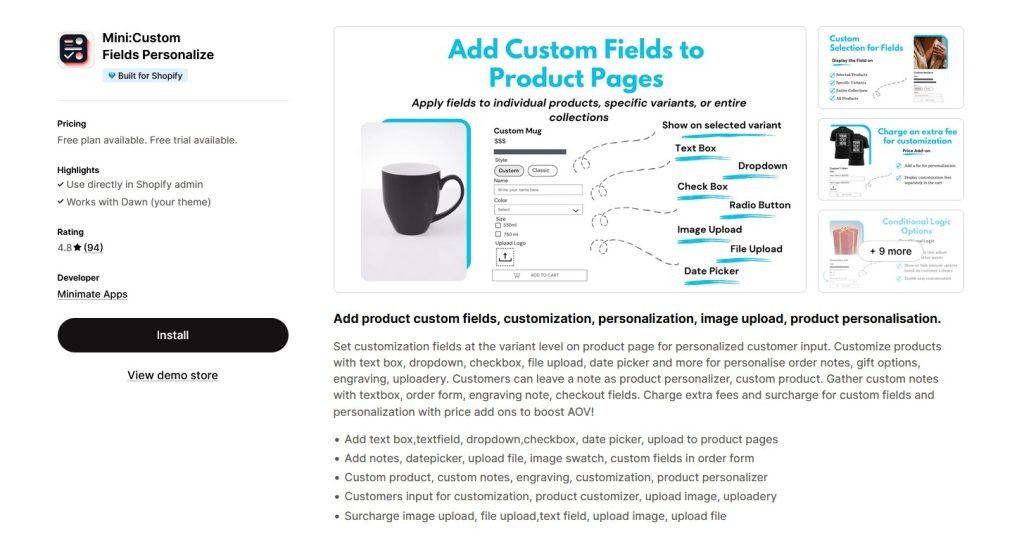 Mini: Custom Fields Personalize