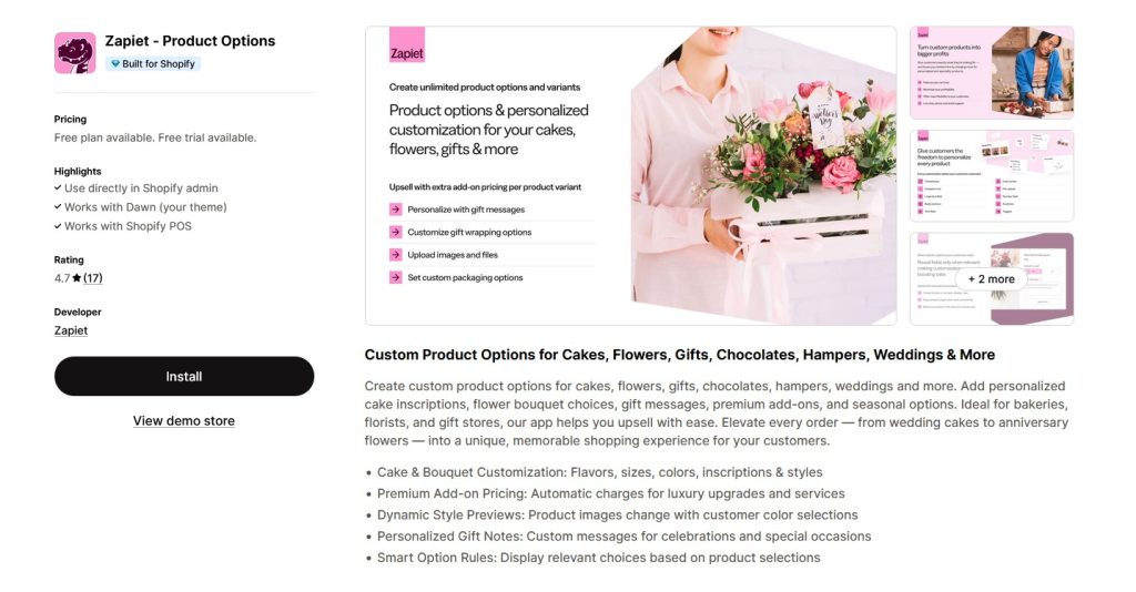 Zapiet – Product Options